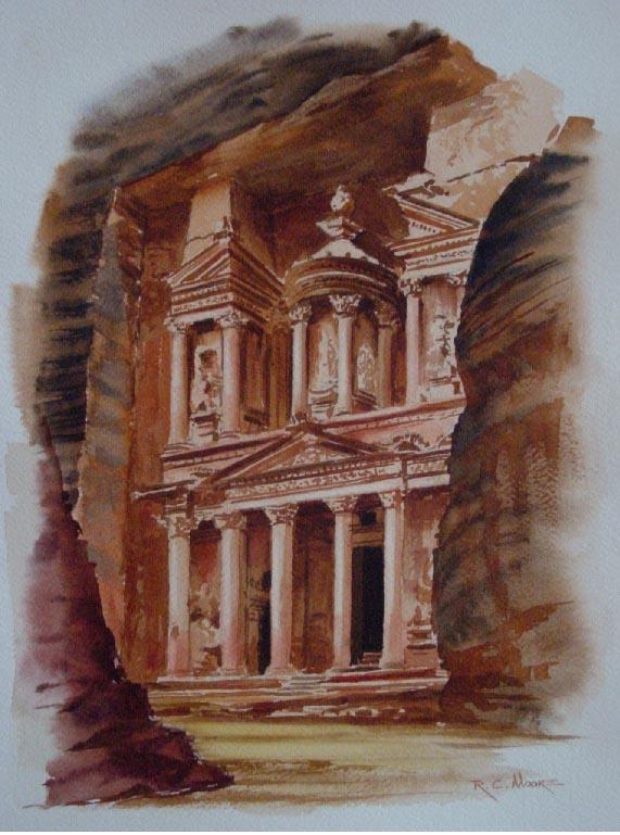 Watercolor of Petra, Egypt
