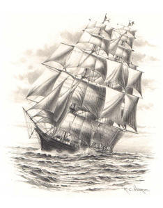 Pencil Sketch of the Clipper Ship Young America