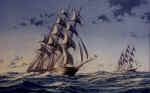 Oil Painting of the Cutty Shark Racing the Thermopylae on the High Seas