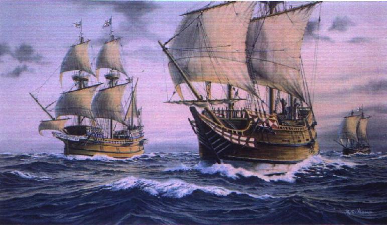 Watercolor of the Jamestown Ships - Richard Moore