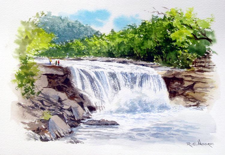 Watercolor Painting of Cumberland Falls, Kentucky